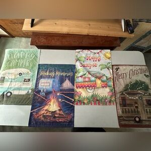 RV Camper Themed Garden Flags - lot of 4. Single sided.